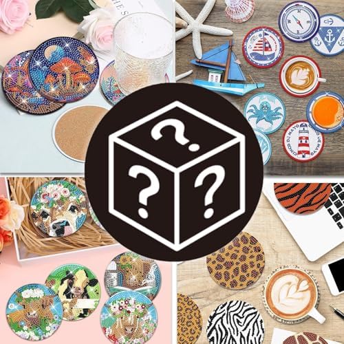 Demonwer 200 Styles Diamond Coasters Blind Box with Holder DIY Diamond Art Coaster Coaster Blind Box for Adults Diamond Kits Supplies for Christmas Holiday Gift - Image 4