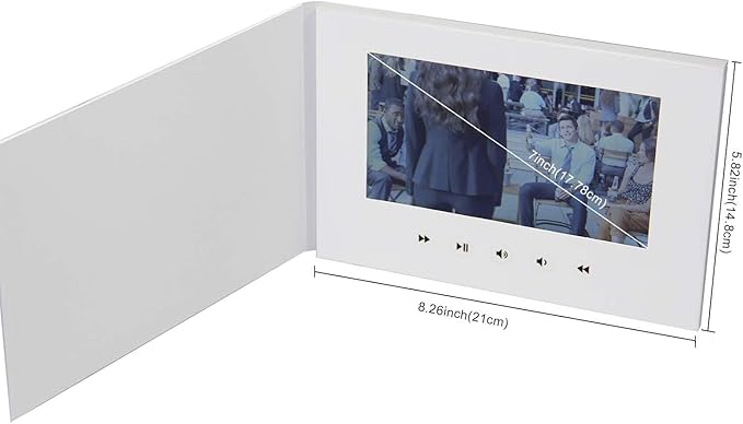 Video Greeting Card, Digital Brochures 7 inch for Special Holiday, Birthday Gift, Wedding, Anniversary, Marketing Rechargeable and LCD Screen for Video, 4G Memory