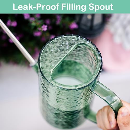 Small Watering Can for Indoor Plants - 34oz Leakproof Lightweight Pot with Long Spout & Bonus Shower Head, Indoor Watering Can for House Plants in Sage Green - Image 3