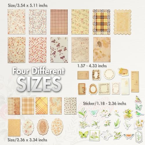 Vintage Floral Scrapbook Paper & Journaling Stickers, 400pcs - Image 3