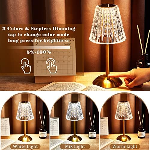 Liliful 4 Pcs Cordless Table Lamp LED Touch, Gold, Classic Style - Image 4