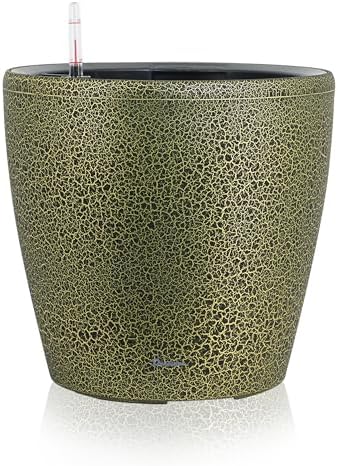 Dexceder 13x12 Self Watering Planter with Wheels (Black Gold Crackle) by Dexceder