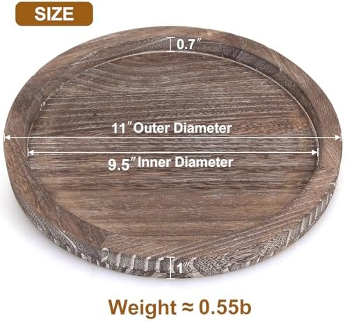 Round Wood Trays Home Decor Farmhouse Coffee Table Centerpieces Decorative - Image 3