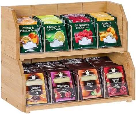 TIOPGHAD 2-Layer Stackable Bamboo Tea Bag Organizer Storage Holder, Natural by TIOPGHAD