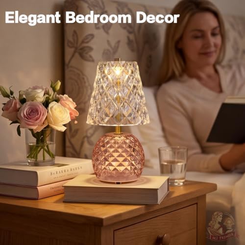 MJ PREMIER Rechargeable Table Lamp Cordless Mushroom Lamp with Timer Pink - Image 4