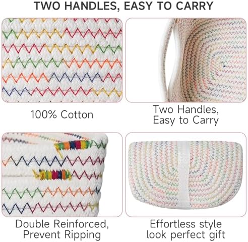 3 Pack Small Storage Baskets for Organizing, 11.8×7.8×5.1", Rainbow - Image 6