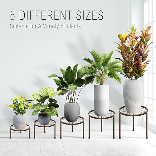 CADANI 5-Pack Metal Plant Stands for Outdoor Indoor, Anti-Rust Iron Flower Pot Stand, Heavy Duty Plant Pot Shelf for Multiple Plant, Decoration Racks for Home, Patio & Garden - Image 2