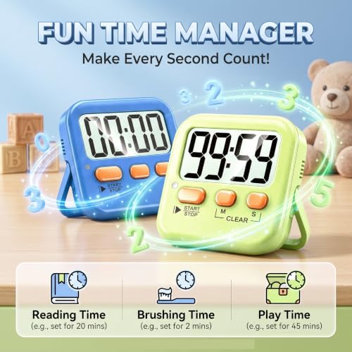 Antonki 2 Pack Digital Timer for Kids Classroom Kitchen Timers for Cooking - Image 3
