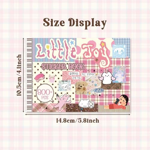 Japanese Kawaii Sticker Book, 30 Sheets, 800 Pieces, INS Style Cute Cartoon Animals, Waterproof for Journaling, Scrapbooking, Planners (Pink) - Image 6