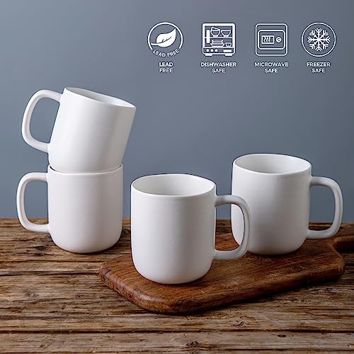AmorArc 14oz Coffee Mugs Set of 6, Ceramic Coffee Mugs with Large Handle & Wavy Rim for Latte/Hot Cocoa/Tea, Stylish Coffee Cups for Men Women. Oven,Dishwasher&Microwave Safe, Matte White - Image 5