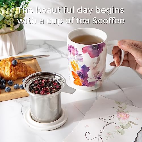 AmorArc Tea Cup With Infuser and Lid, 18oz Loose Leaf Tea Mug With Steeper - Image 5