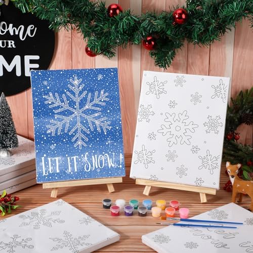 Zhanmai 12 Set Paint and Sip Kit for Adult 8''x10'', Winter Snowflake - Image 4