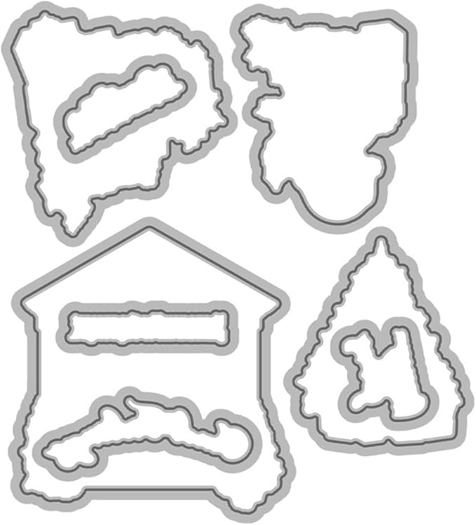Christmas Tree Door Snowman Stamps and Cutting Dies for Card Making DIY Transparent Silicone Clear Stamp and Metal Die Cuts Sets for Scrapbooking Paper Greeting Cards Decor Seals Craft Supplies
