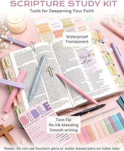 XKDOUS 40 Bible Study Kit, Journaling Supplies for Women with Case, Pink - Image 7