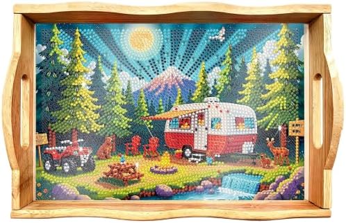 Camping Diamond Art Tray Wooden Serving Tray with Handles Decor 7.8×11.8 in by EWJRNSFDiamondPainting