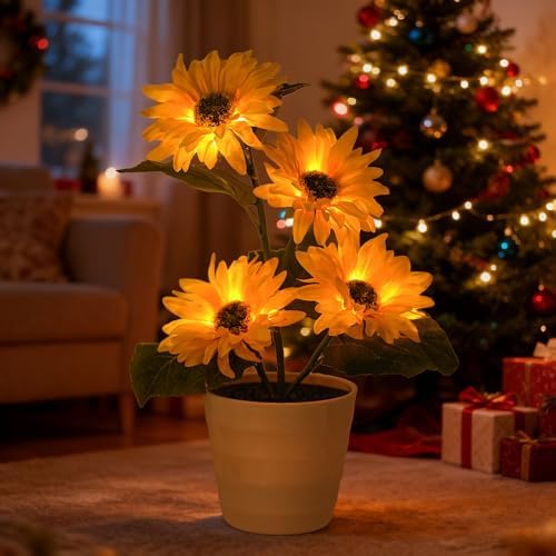 Sunflower Lamp Decor Gifts for Women Birthday Christmas by Hibeauti