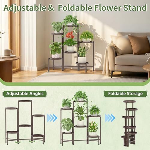 LASZOLA Plant Stand Indoor with 10 Inch Large Metal Tray, 6 Tier Bronze - Image 5
