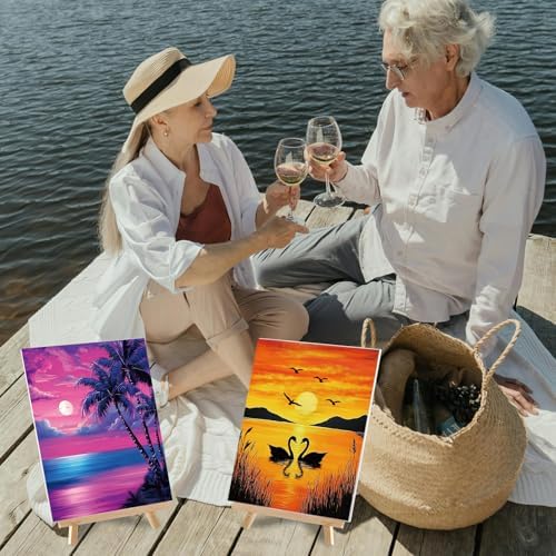 Sherr 12 Pcs Pre Drawn Canvas for Adults,Summer Sunset,8 x 10 Inch - Image 4