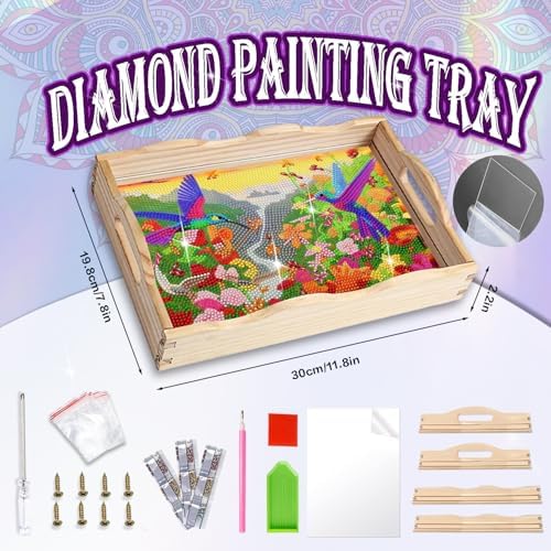 EWJRNSF Hummingbird Diamond Art Tray DIY Kit for Adults Decor 7.8×11.8 in - Image 2