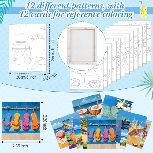 Sherr 12 Pcs Pre Drawn Canvas for Adults,Colorful Hawaii,8 x 10 Inch - Image 3