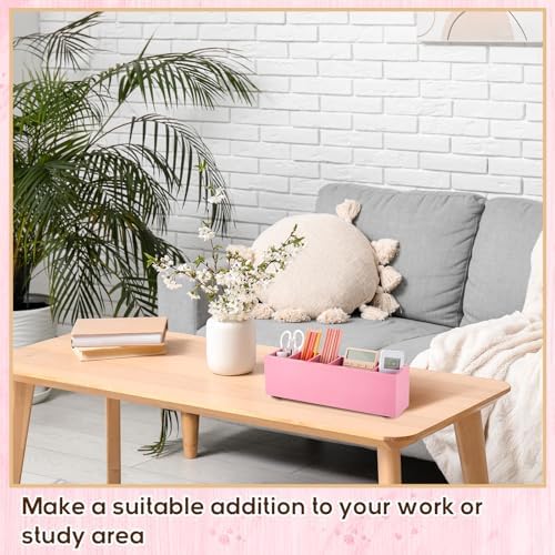 Jetec Wooden Pencil Pen Holder for Desk, Pink, 6 Compartments - Image 5