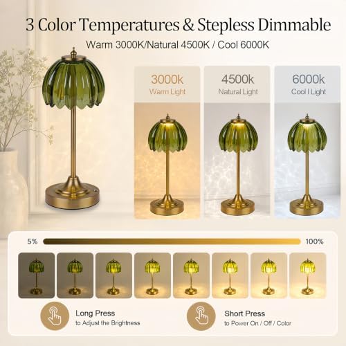 Rechargeable Cordless Table Lamp, 3 Color Temps & Stepless Dimming - Image 3