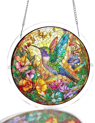 Acrylic Jigsaw Puzzle Suncatcher - Hummingbird Garden by wudhank
