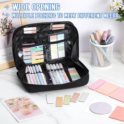 Jutom 41 Pcs Aesthetic Book Annotation Kit with Pencil Bag Bible Journaling Kit Notebook Sticky Note Tab Highlighter Black Ink Pen Page Marker School Office Supplies Bible Lover Gift (Black) - Image 2