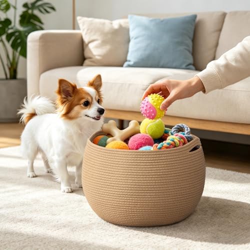 Goodpick Large Toy Storage Basket for Kids, Round, 15.7" x 10.5", Camel - Image 5