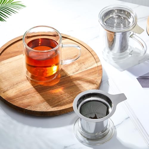 Rtteri 2 Pack Glass Tea Infuser Cup with Lid, 8 oz Insulated Tea Mug - Image 3