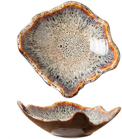 8" Small Ceramic Decorative Bowl 1 Pice – Irregular Rim Reactive Glaze Candy Plate, Berry Bowl, Entryway Catchall, Japanese Style Fruit Dish for Tabletop or Home Decor (Reactive Glaze) by Amitofo