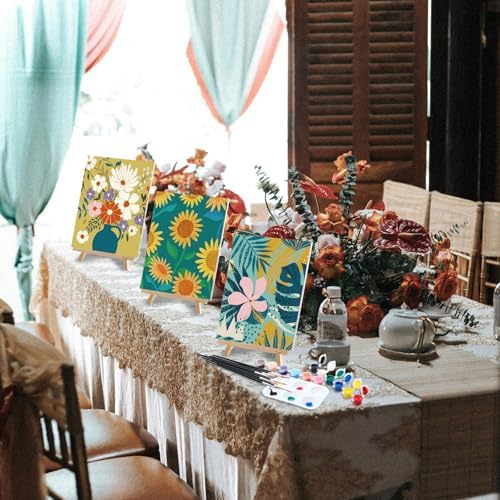 Dinifee 6 Pack Pre Drawn Canvas for Painting Pre Printed Canvas Kit 8 x 10 Inch Stretched Cotton Paint and Sip Set for Adults Couple Party Graduation Summer Date Night(Plants Flowers) - Image 5