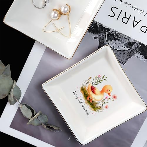 Duck Jewelry Ring Holder Dish Tray, Gifts For Women Teens Girls, Duck Lovers Themed Stuff Things Decor Merch Home Room Ring Earrings Necklace Organizer Holder! - Image 5