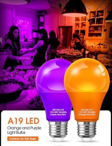 JandCase Halloween Orange Purple LED Light Bulbs Outdoor Decor[4 Pack] - Image 4