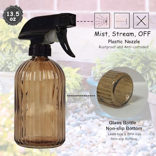 YYTSGG Glass Plant Mister Bottle, 13.5oz, Brown - Image 3