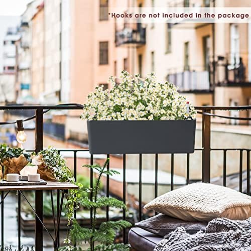 Elongated Self Watering Planter Pots 2-Pack Window Box 5.5 x 16 inch Indoor Home Garden Modern Decorative Pot for All House Plants Flowers Herbs (Dark Grey,2) - Image 5