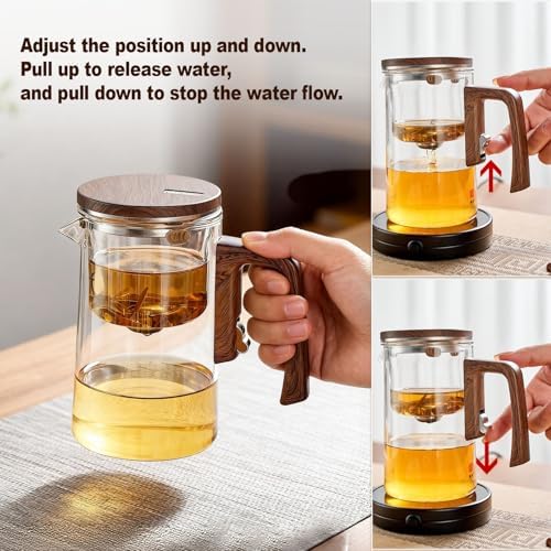 23oz Magnetic Glass Teapot, Enchanti Tea Pot，Glass teapot with infuser，Tea Water Separation, One Touch Automatic Water Discharge, All Glass Inner Liner, High Borosilicate Glass Tea Infuser - Image 4