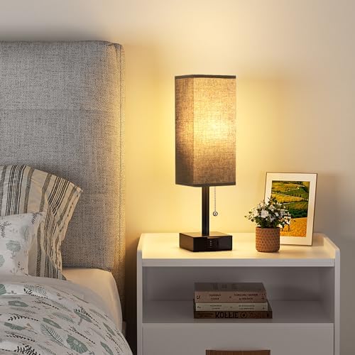 Black Bedside Table Lamp for Bedroom - Desk Lamp For Nightstand, USB C+A - Image 6