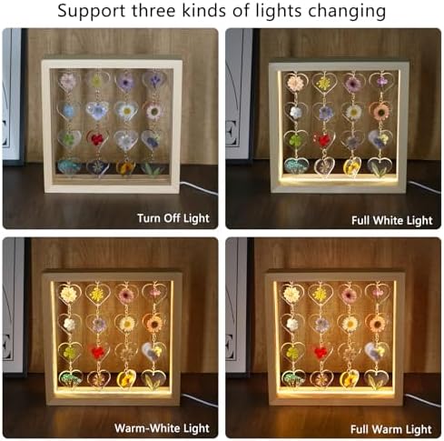 SMUK Resin Dried Flower LED Aesthetic Desk Lamp, Unique 3 Way Dimmable Natural Pressed Flower Table Lamp with Wooden Frame for Desk, Table, Nightstand, Bedroom, Living Room, Office - Image 6