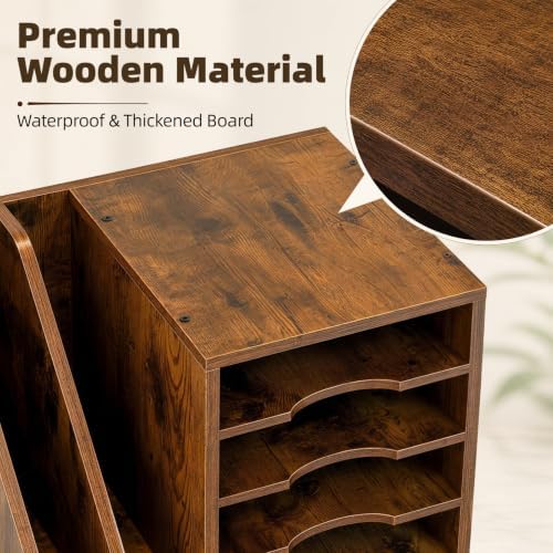 4-Tier Wood Desk Organizer with 2 Side Slots - Image 5