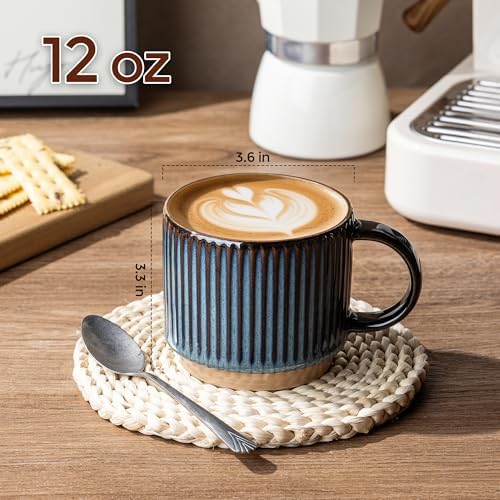 GBhome 12 OZ Stackable Coffee Mugs Set of 6, Ceramic Coffee Cups Set - Image 3