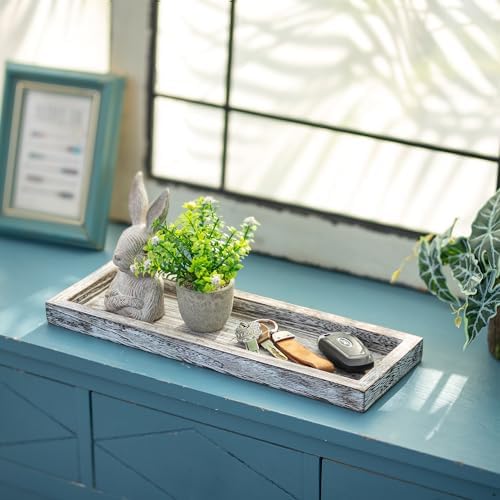 Romadedi Rustic Whitewashed Wood Candle Tray, 15 x 5 in - Image 3