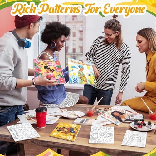 Honoson 6 Pcs 6 Inch Pre Drawn Outline Canvas Paint Kit with Pictures for Adults Paint Party Stretched Canvas Art Boards Set for Adult Beginner (Mother's Day) - Image 5