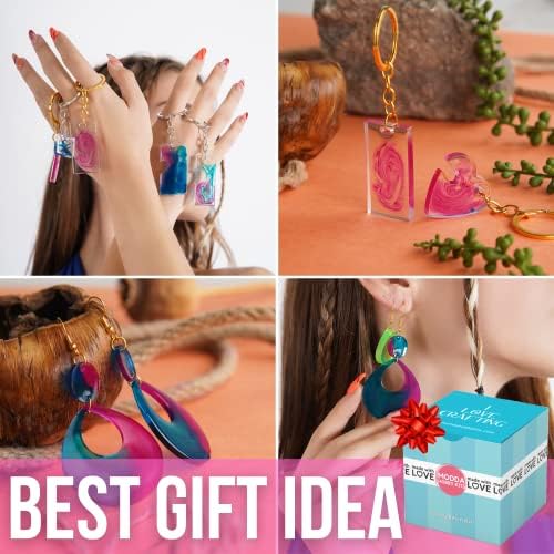 MODDA Epoxy Resin Kit with Video Course, Includes Color Pigment, Silicone molds, Necklace Cord, Earring Hooks for Jewelry Making, Epoxy Resin Starter Kit for Beginners, Adults,Complete Craft Set - Image 3