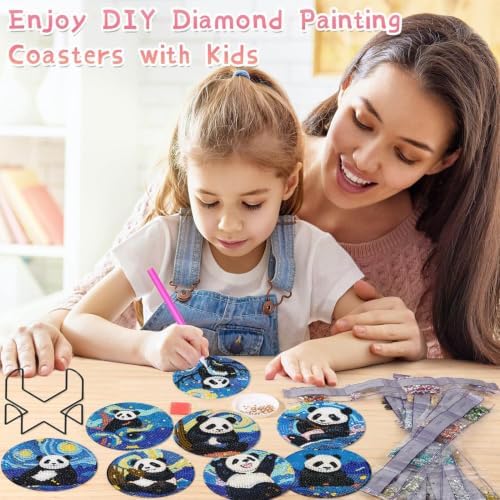 Leatrice 8 Pcs Diamond Art Coasters Small Diamond Painting Kits for Adults - Image 4