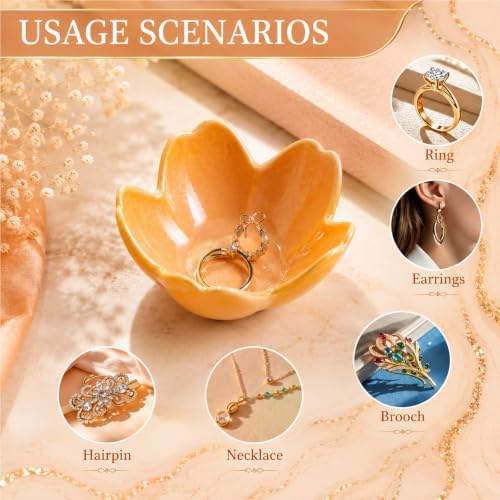 Floral Ceramic Jewelry Tray, 3.5" Ring Holder Trinket Bowl - Image 3