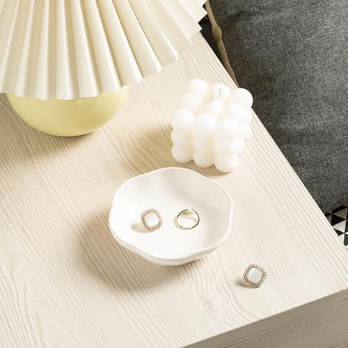BEUNAIZER Ceramic Ring Dish, 4.3 in Flower Jewelry Tray with Raised Sides - Image 2