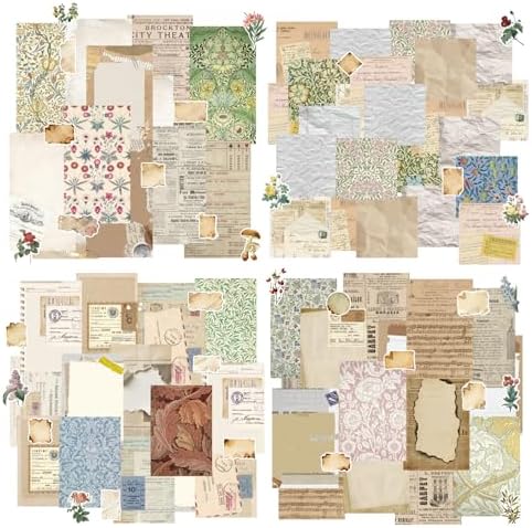 440PCS Vintage Scrapbook Supplies Kit – 360 Sheets Decorative Papers & 80Pcs Aesthetic Botanical Stickers, Retro Ephemera Pack for Journaling, Planners, DIY Collage by Gemmapylor