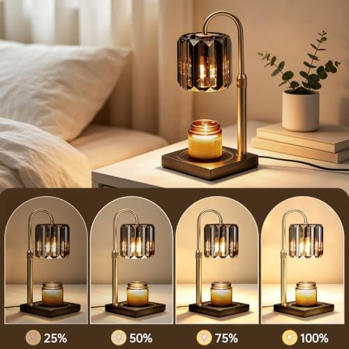 Yuichoy Candle Warmer Lamp with Timer, Dimmable Electric Candle Wamer Adjustable Height, Gifts for Women Mom, Glass Modern Candles Melter Lamp, Black - Image 3