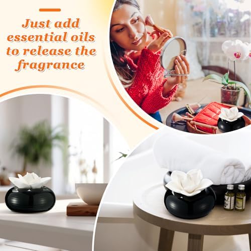 Honeydak 1 Pcs Ceramic Essential Oil Diffuser, Non Electric,White Lotus - Image 4